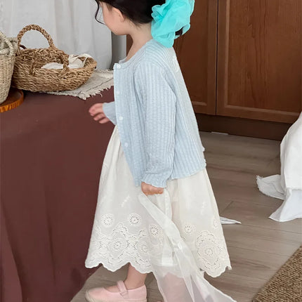 キッズワンピース スカラップレース刺繍キャミソールワンピース - mamahalo shop - ノースリーブワンピース -  べビー服 - 子供服 - 男の子 - 女の子