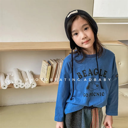 キッズトップス 長袖Tシャツ 犬ドッグプリント 3カラー - mamahalo shop - 長袖Tシャツ -  べビー服 - 子供服 - 男の子 - 女の子