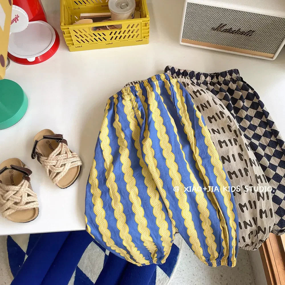 -キッズパンツ サマールーズロングパンツ 幾何学/レターロゴ/コアラ/ダイヤチェック/ストライププリント【mh0006098】 - mamahalo shop - ロングパンツ・スウェットパンツ -  べビー服 - 子供服 - 男の子 - 女の子