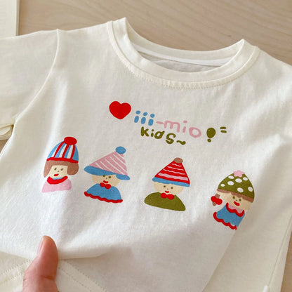 -キッズセットアップ 2点セット 半袖プリントTシャツ+チェックショートパンツ【mh0005456】 - mamahalo shop - 半袖セットアップ -  べビー服 - 子供服 - 男の子 - 女の子