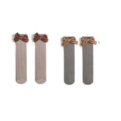 -ベビー キッズ リボン ハイソックス 靴下 2足 セット - mamahalo shop - ベビー用靴下・タイツ -  べビー服 - 子供服 - 男の子 - 女の子