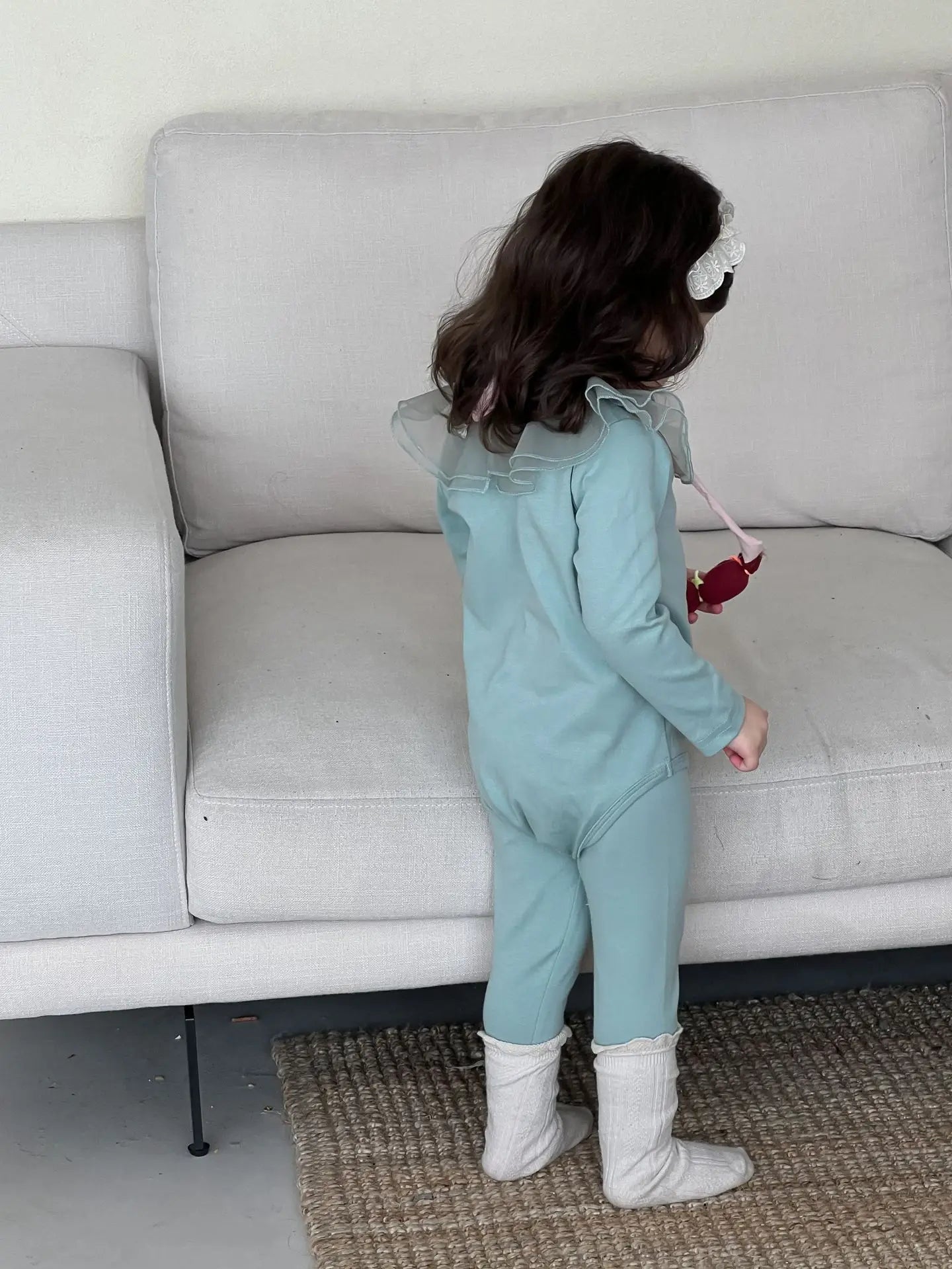 -ベビーセットアップ 2点セット シフォンサークル襟長袖ロンパース+レギンスパンツ 3カラー - mamahalo shop - ロンパースセットアップ -  べビー服 - 子供服 - 男の子 - 女の子