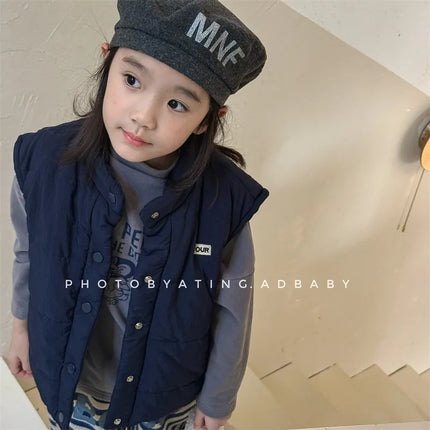 キッズベスト ロゴ刺繍ワンポイントパデッドベスト - mamahalo shop - ベスト -  べビー服 - 子供服 - 男の子 - 女の子