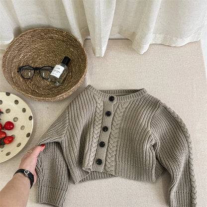 -キッズカーディガン ニット ルーズジャケット 2カラー - mamahalo shop - カーディガン・パーカー -  べビー服 - 子供服 - 男の子 - 女の子