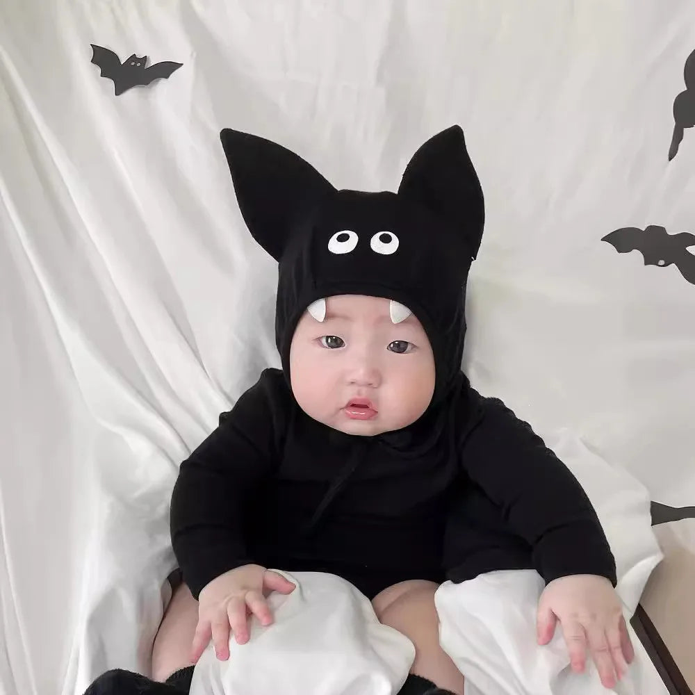 -ベビーコスチューム ハロウィンバットスリーブコウモリロンパース/トップス+パンツ 帽子セット Halloween 👻【mh0007358】 - mamahalo shop - 長袖セットアップ -  べビー服 - 子供服 - 男の子 - 女の子