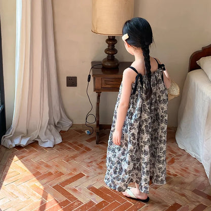 -キッズワンピース キャミソールサマードレス フラワー花柄プリント - mamahalo shop - ノースリーブワンピース -  べビー服 - 子供服 - 男の子 - 女の子