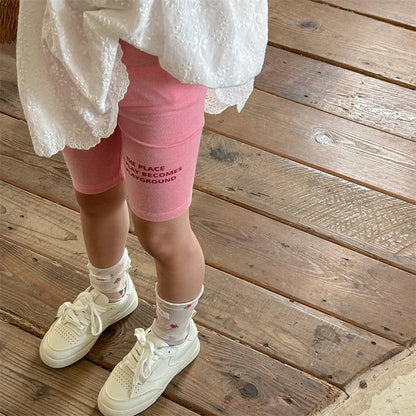 -キッズパンツ ショートレギンス レターロゴプリント 5カラー【mh0005811】 - mamahalo shop - レギンスパンツ -  べビー服 - 子供服 - 男の子 - 女の子