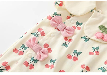 -ベビーロンパース 半袖ジャンプスーツ チェリーさくらんぼプリント - mamahalo shop - 半袖ロンパース -  べビー服 - 子供服 - 男の子 - 女の子