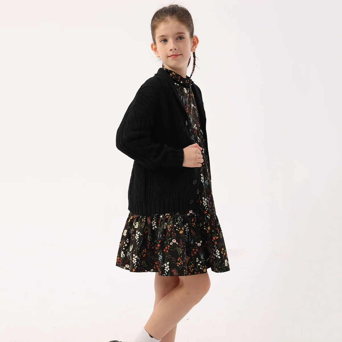 -ベビーキッズジュニア ケーブルニットカーディガン トラッドチェック サスペンダーパンツ ロングパンツ リンクコーデ 兄弟お揃い お出かけ - mamahalo shop - サロペットパンツ・サスペンダーパンツ -  べビー服 - 子供服 - 男の子 - 女の子