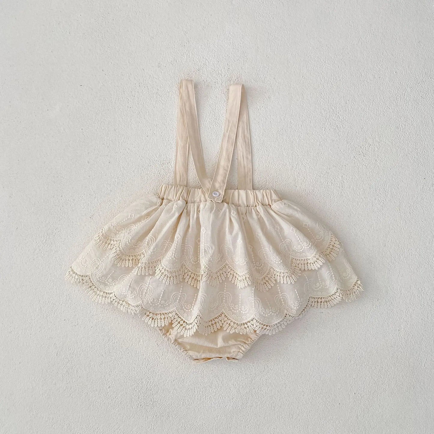 -ベビートップス/パンツ 水玉ドット/無地スクエア襟長袖Tシャツ/サスペンダーレーススカートブルマパンツ - mamahalo shop - 長袖セットアップ -  べビー服 - 子供服 - 男の子 - 女の子