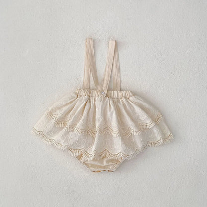 -ベビートップス/パンツ 水玉ドット/無地スクエア襟長袖Tシャツ/サスペンダーレーススカートブルマパンツ - mamahalo shop - 長袖セットアップ -  べビー服 - 子供服 - 男の子 - 女の子