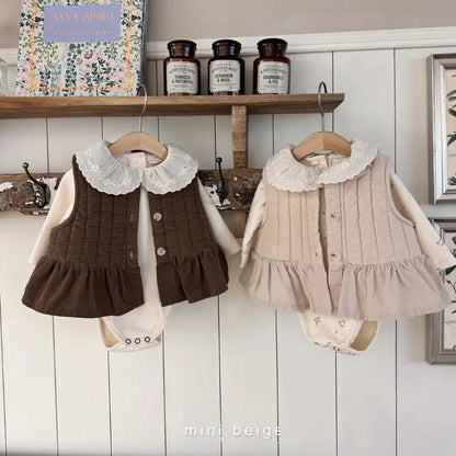 -キッズベスト キルティングペプラムベスト ジャケット 2カラー ガールズ 女の子 子供服 - mamahalo shop - ベスト -  べビー服 - 子供服 - 男の子 - 女の子