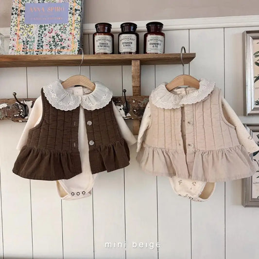 -キッズベスト キルティングペプラムベスト ジャケット 2カラー ガールズ 女の子 子供服 - mamahalo shop - ベスト -  べビー服 - 子供服 - 男の子 - 女の子