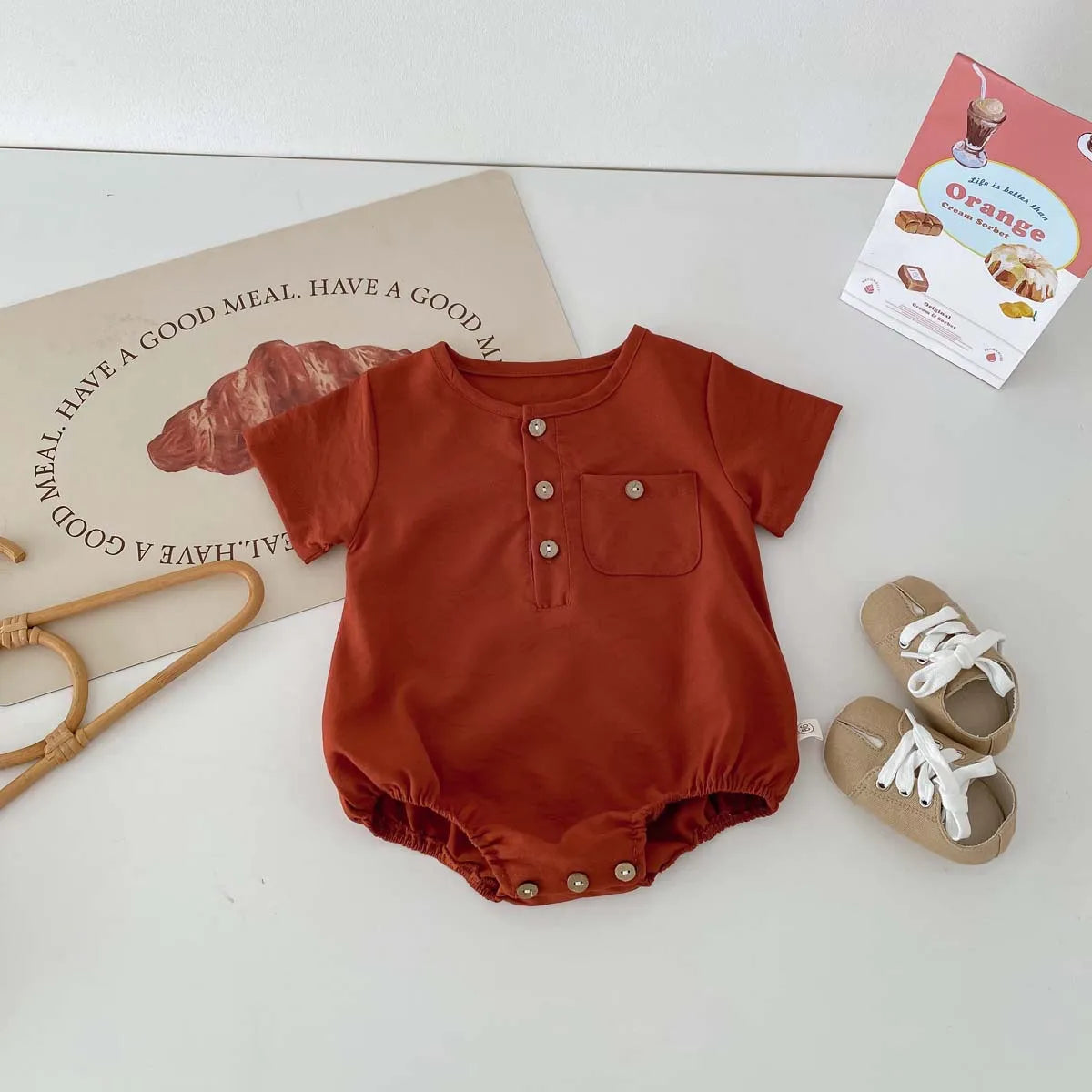 -ベビーロンパース 半袖シャツボディスーツ 2カラー【mh0004478】 - mamahalo shop - 半袖ロンパース -  べビー服 - 子供服 - 男の子 - 女の子