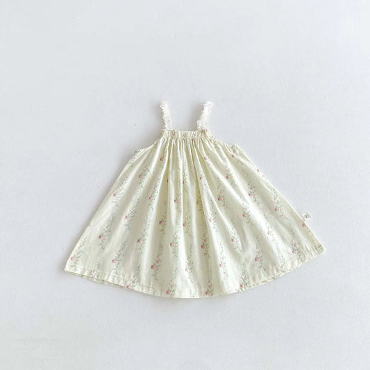 -キッズワンピース キャミソールワンピース フラワープリント/刺繍レース【mh0006223】 - mamahalo shop - ノースリーブワンピース -  べビー服 - 子供服 - 男の子 - 女の子