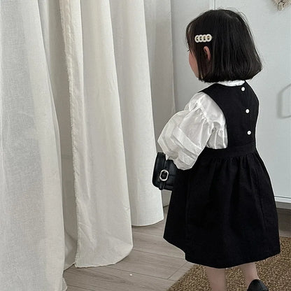 -キッズワンピース ノースリーブワンピース ジャンパースカート ブラック - mamahalo shop - ノースリーブワンピース -  べビー服 - 子供服 - 男の子 - 女の子