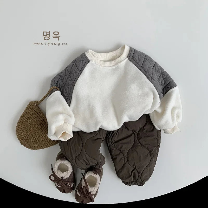 -キッズパンツ キルティング防寒ロングルーズパンツ 2カラー - mamahalo shop - ロングパンツ・スウェットパンツ -  べビー服 - 子供服 - 男の子 - 女の子