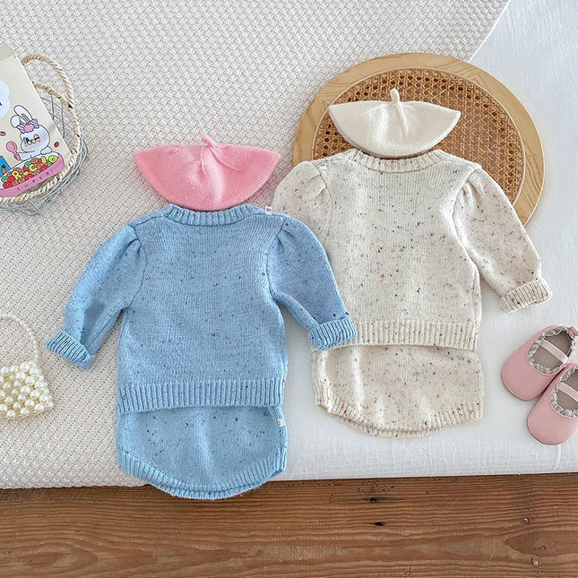 ☺︎ ベビーカーディガン/ロンパース ニットVネックジャケット/ニットサスペンダーボディスーツ ハート 2カラー - mamahalo shop - ロンパースセットアップ -  べビー服 - 子供服 - 男の子 - 女の子