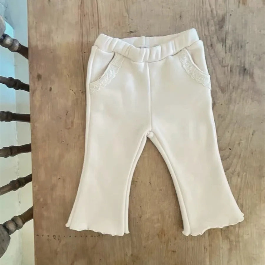 -ベビーパンツ フリルレース フリースフレアパンツ - mamahalo shop - ロングパンツ・スウェットパンツ -  べビー服 - 子供服 - 男の子 - 女の子