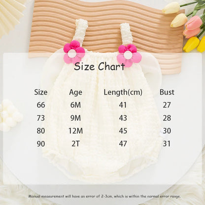 -ベビーロンパース キャミソールボディスーツ フラワーアップリケ 2カラー【mh0006289】 - mamahalo shop - ノースリーブロンパース -  べビー服 - 子供服 - 男の子 - 女の子