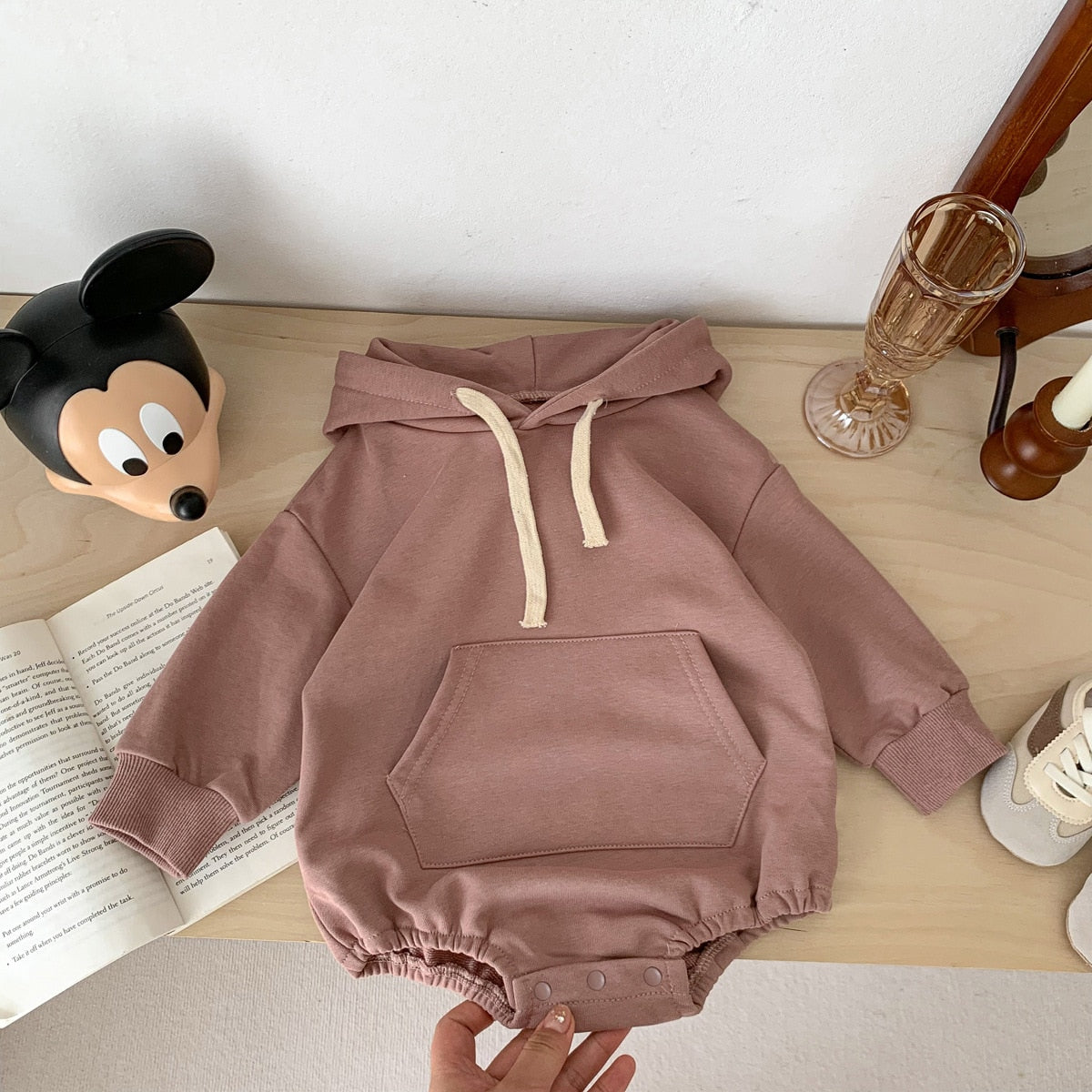 -ベビー くま耳 フーディ 長袖 ロンパース 足つき レギンス タイツ ユニセックス【mh0002363】 - mamahalo shop - 長袖ロンパース -  べビー服 - 子供服 - 男の子 - 女の子