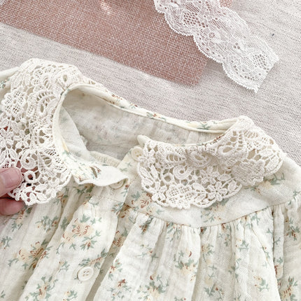 ベビー キッズ レース 刺繍 襟 長袖 チュニック ブラウス シャツ - mamahalo shop - 長袖シャツ・ブラウス - ベビー服 - 子供服 - 男の子 - 女の子