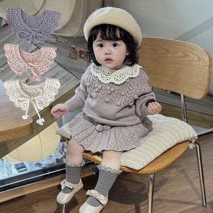 ☺︎ ベビーつけ襟 レースニットリボンアタッチメントカラー - mamahalo shop - ショール -  べビー服 - 子供服 - 男の子 - 女の子