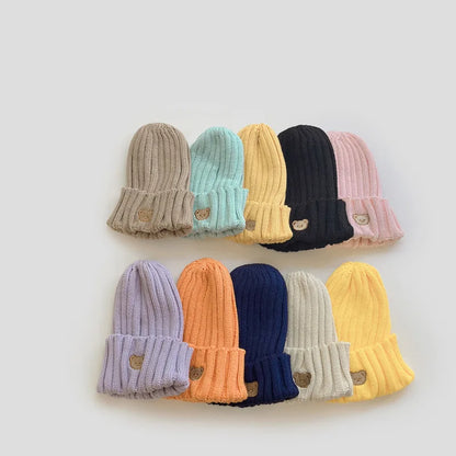 -ベビー キッズ くま ベア 刺繍 ニットキャップ ニット帽 帽子【mh0000126】 - mamahalo shop - ベビー用帽子 -  べビー服 - 子供服 - 男の子 - 女の子