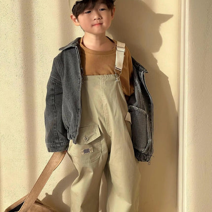 キッズジャケット デニム ジャンパー アウター グレーブラック ボーイズ 男の子 子供服 7115 - mamahalo shop - ショートコート・ジャケット・ジャンパー - ベビー服 - 子供服 - 男の子 - 女の子