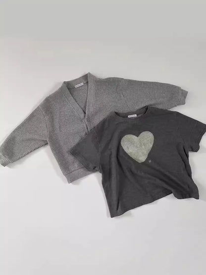 -ベビートップス 半袖ハートプリントTシャツ 2カラー【mh0005469】 - mamahalo shop - 半袖Tシャツ -  べビー服 - 子供服 - 男の子 - 女の子