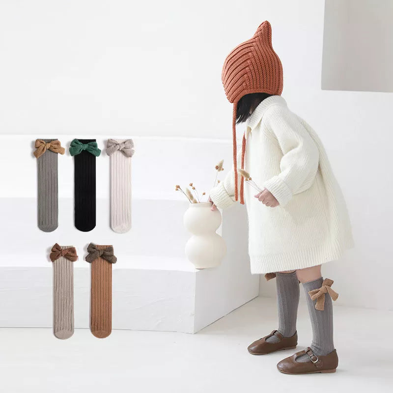 -ベビー キッズ リボン ハイソックス 靴下 2足 セット - mamahalo shop - ベビー用靴下・タイツ -  べビー服 - 子供服 - 男の子 - 女の子