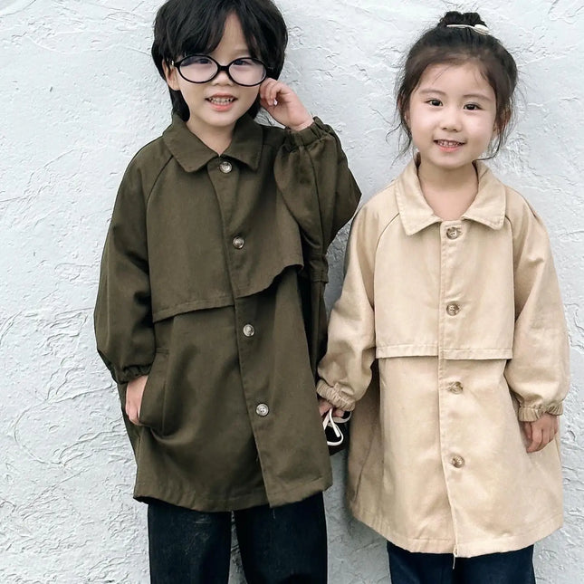 キッズアウター ウエスト切り替えステンカラーコート ロングコート 2カラー - mamahalo shop - ロングコート -  べビー服 - 子供服 - 男の子 - 女の子