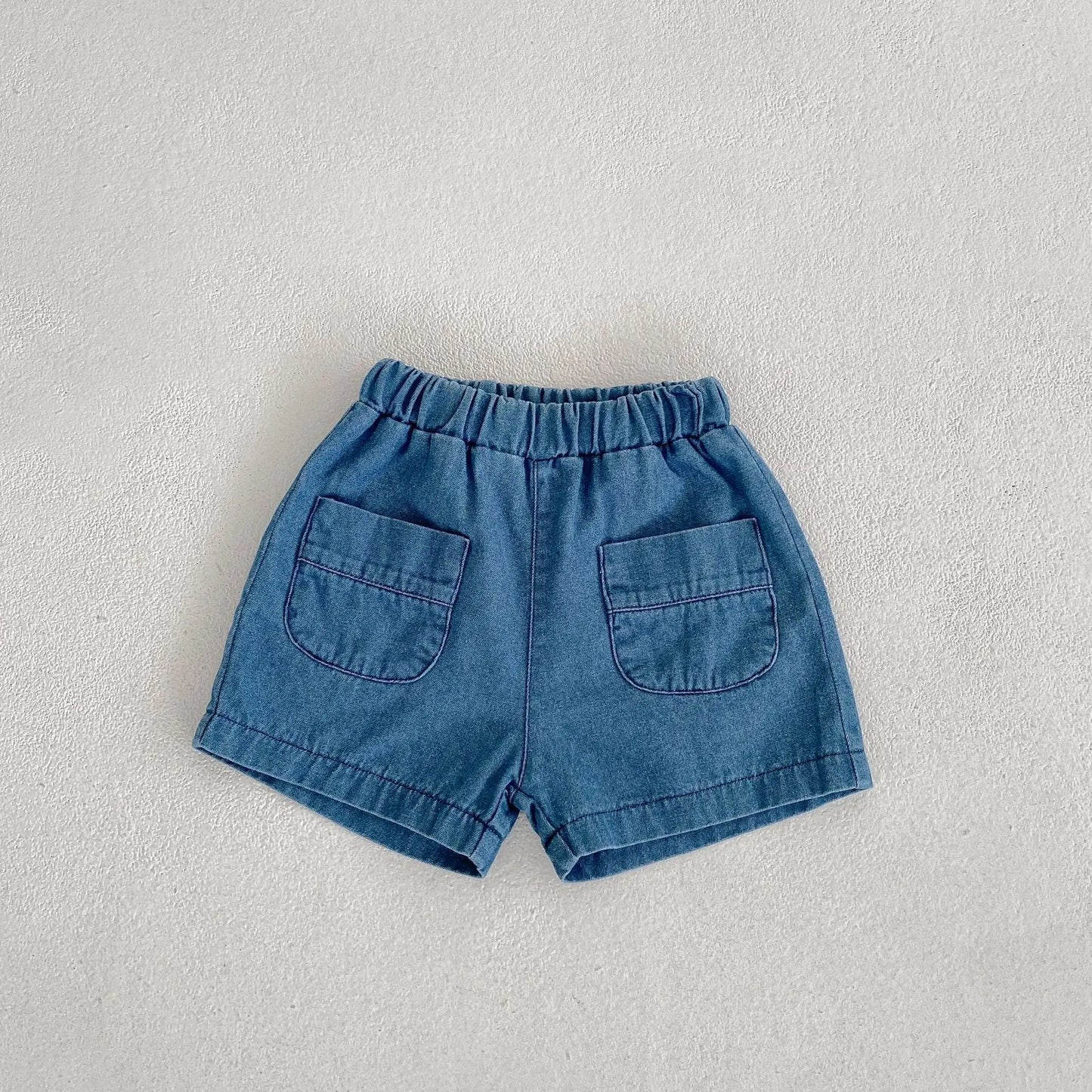 -キッズセットアップ 2点セット デニム 半袖シャツ+ショートパンツ【mh0006177】 - mamahalo shop - 半袖セットアップ -  べビー服 - 子供服 - 男の子 - 女の子