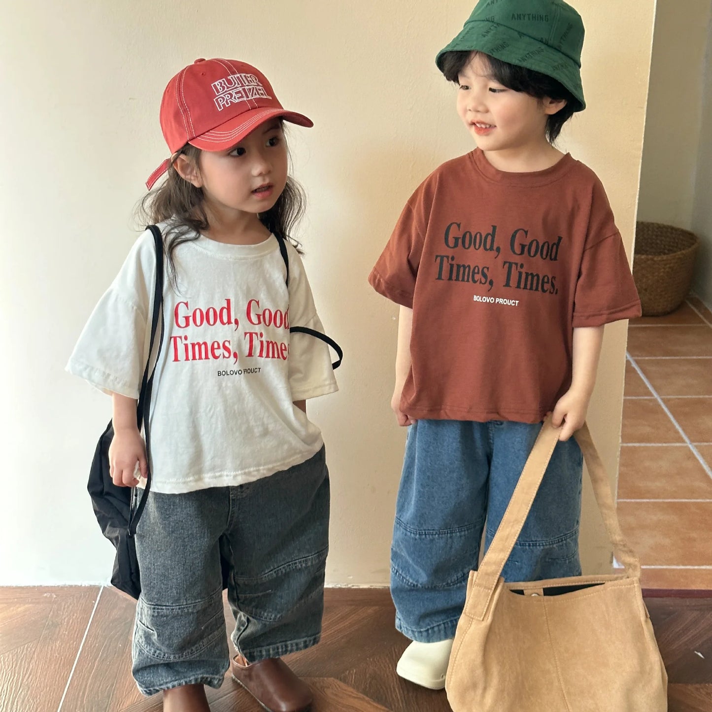 -キッズトップス 半袖Tシャツ レターロゴプリント 2カラー - mamahalo shop - 半袖Tシャツ -  べビー服 - 子供服 - 男の子 - 女の子