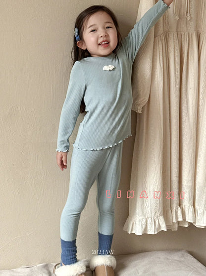 -キッズジュニアパジャマセット 長袖Tシャツ+ロングパンツ ガーリースタイル - mamahalo shop - 長袖パジャマ -  べビー服 - 子供服 - 男の子 - 女の子