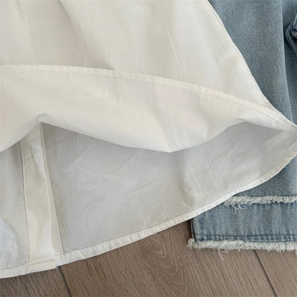 -キッズワンピース ノースリーブ レース縁取り シンプルワンピ ホワイト - mamahalo shop - ノースリーブワンピース -  べビー服 - 子供服 - 男の子 - 女の子