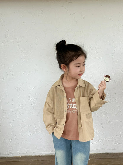 -キッズトップス パッチワーク長袖オーバーシャツ 2カラー【mh0007052】 - mamahalo shop - 長袖シャツ・ブラウス -  べビー服 - 子供服 - 男の子 - 女の子