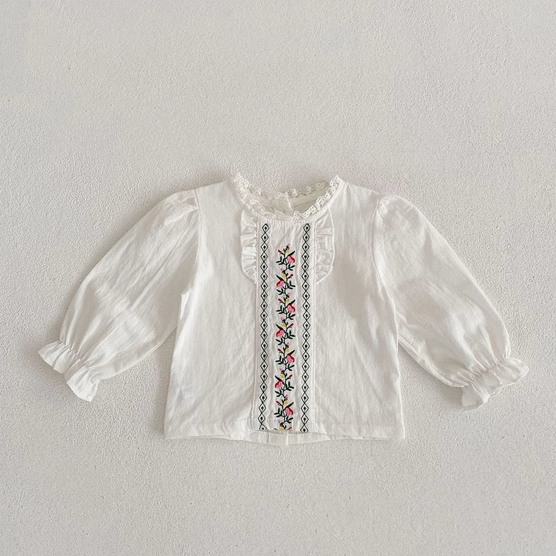 -ベビーセットアップ 2点セット 長袖フリルブラウス+ショートオーバーオール サロペットバルーンパンツ - mamahalo shop - 長袖セットアップ -  べビー服 - 子供服 - 男の子 - 女の子