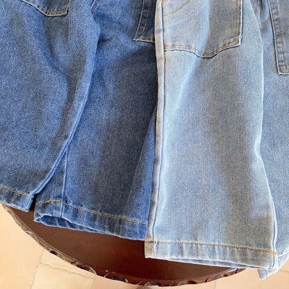 -キッズパンツ デニムパンツ ストレートジーンズ シンプルベーシック ジーパン 2カラー【mh0006156】 - mamahalo shop - デニムパンツ -  べビー服 - 子供服 - 男の子 - 女の子