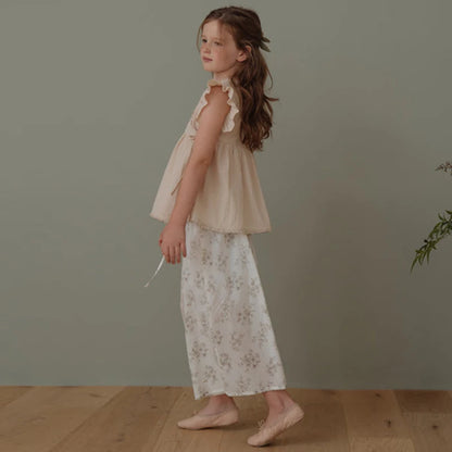 -キッズトップス フリルスリーブ ラップチュニックブラウス コットン ベージュ【mh0006282】 - mamahalo shop - 半袖シャツ・ブラウス -  べビー服 - 子供服 - 男の子 - 女の子