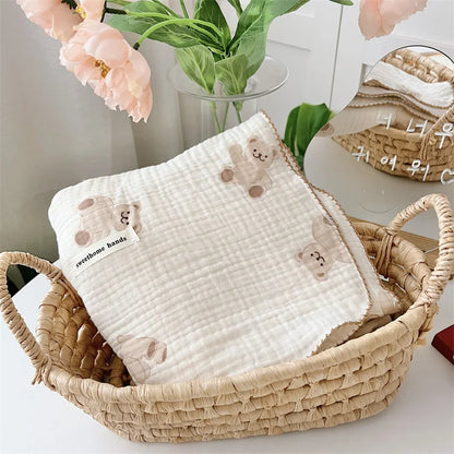 -ベビーブランケット ガーゼケット おくるみ スワドル ベアくまプリント 120X130cm【mh0006259】 - mamahalo shop - ベビーブランケット・タオル -  べビー服 - 子供服 - 男の子 - 女の子