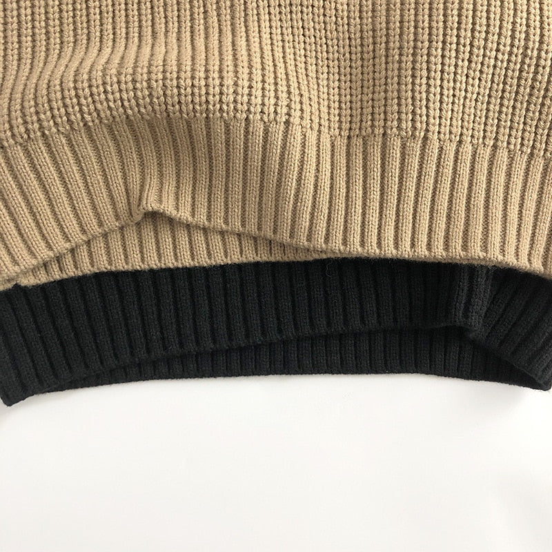 -キッズ ニットベスト シンプル ベーシック Vネック ブラック カーキ 2カラー ボーイズ 男の子 子供服 - mamahalo shop - ベスト -  べビー服 - 子供服 - 男の子 - 女の子