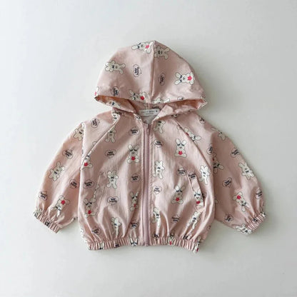 -キッズアウター アニマルハートプリントフーディウィンドブレーカージャケット ジャンパー 3カラー【mh0007012】 - mamahalo shop - ショートコート・ジャケット・ジャンパー -  べビー服 - 子供服 - 男の子 - 女の子