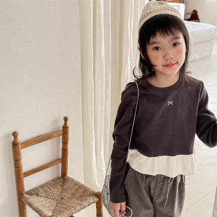 キッズトップス リボンペプラムフリル長袖Tシャツ - mamahalo shop - 長袖Tシャツ -  べビー服 - 子供服 - 男の子 - 女の子