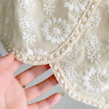 -キッズセットアップ 2点セット サマースーツ 半袖レースリボンジャケット+タイトミニスカート お出かけ ホワイト【mh0006105】 - mamahalo shop - 半袖セットアップ -  べビー服 - 子供服 - 男の子 - 女の子