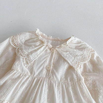 -キッズワンピース レース襟刺繍長袖プリンセスドレスワンピース - mamahalo shop - 長袖ワンピース -  べビー服 - 子供服 - 男の子 - 女の子