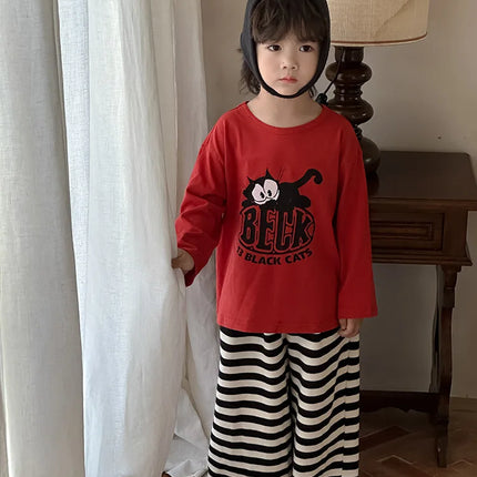 キッズトップス 長袖アニマルレターロゴプリントTシャツ 4カラー - mamahalo shop - 長袖Tシャツ -  べビー服 - 子供服 - 男の子 - 女の子