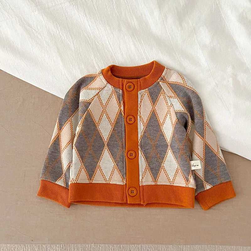 -ベビーカーディガン ニットジャケット ハート レトロフラワー 幾何学 15柄【mh0004142】 - mamahalo shop - カーディガン・パーカー -  べビー服 - 子供服 - 男の子 - 女の子