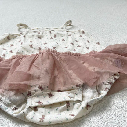 -ベビーロンパース キャミソール チュチュチュールスカートドッキングボディスーツ【mh0006533】 - mamahalo shop - ノースリーブロンパース -  べビー服 - 子供服 - 男の子 - 女の子