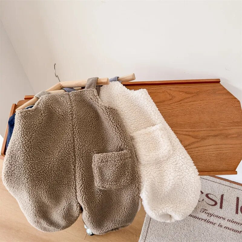 -キッズ ボアフリース サスペンダー パンツ サロペット - mamahalo shop - サロペットパンツ・サスペンダーパンツ -  べビー服 - 子供服 - 男の子 - 女の子